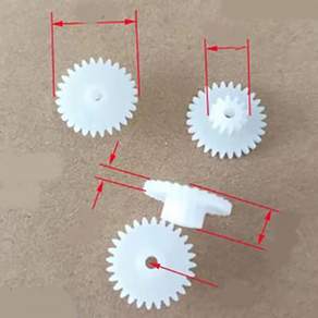 더블플라스틱기어 이중모터기어 이중기어 더블레이어기어 톱니바퀴 (2.1*5.46*6.9*15mm) 1pcs 28+12T 이중 플라스틱기어 cc-tg237
