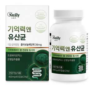 뉴일리 기억력 앤 유산균 은행잎 추출물 400mg 기억력 장 케어 프로바이오틱스 혈행 기억력 개선