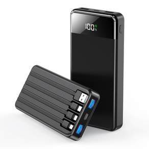 일체형 보조배터리 고속충전 30000mAh 대용량 PD 22.5W QC3.0 잔량표시+ 4개 케이블 멀티단자