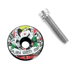 자전거 헤드셋 탑캡 1-1/8인치 스템 캡 커버 (볼트 호환 포함) 가벼운 로드 MTB 사이클링 스티어링 탑 액세
