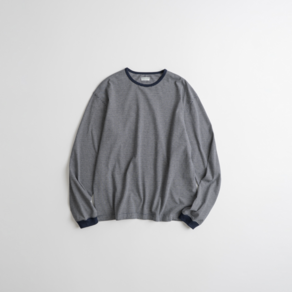 비헤비어 CREWNECK STRIPE L/S SHIRTS grey/navy
