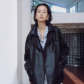 반로에 [6th] Double Snap Button Faux Leather Jumper M105-10 가죽자켓 레더자켓