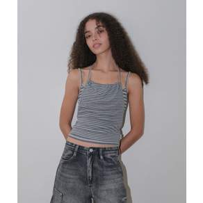 오디너리홀리데이 ORDINARY HOLIDAY LAYERED STRIPE TOP GREY