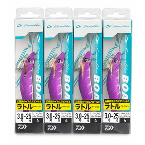 다이와 에메랄다스 보트1 RV 3.0호-25g 퍼플퍼플 UV(O)야광(X) 4개세트 무늬오징어 팁런 에기
