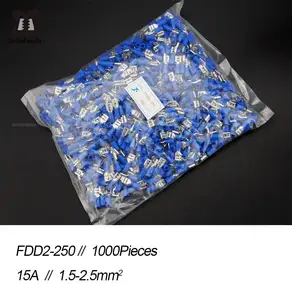 1000pcs FDD1.25-(187 205 사전 절연 암 터미널 황동 22-16 A.W.G