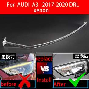 Audi A3 2017-2020 크세논 DRL 헤드 라이트 라이트 가이드 플레이트 주간 러닝 튜브 자동차 주간 러닝 바