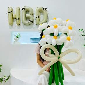 연지마켓 DIY 풍선 꽃다발 만들기 가랜드 HBD 리본 숫자 세트