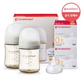 더블하트 모유실감 3세대 PPSU 모먼트 트윈팩 160ml+젖꼭지(2입)