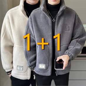 ORZQU 1+1 겨울 남성 루즈핏 캐주얼 패션 패딩 기모 도톰 보온 퍼 집업 하이넥 코트