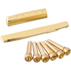 6개 세트 어쿠스틱 기타 황동 브리지 핀 크리스탈 도트슬롯 너트 및 새들 포함 72mm 블루 도트