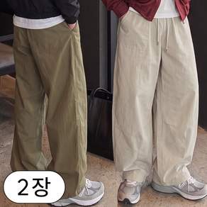 [1+1] 2장가격 올멋 뉴테크 밑단 리짓 커브드 스트링 와이드 바지 팬츠
