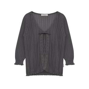 미레코 3/4 LACE KNIT CARDIGAN CHARCOAL