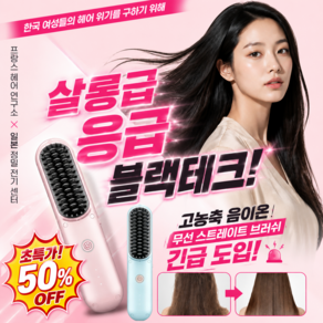 1/1+1[3가지 스타일!]파리 스타 ·고농도 음이온 무선 스트 브러시 무선 스트 브러쉬 휴대용 무선 빗고데기