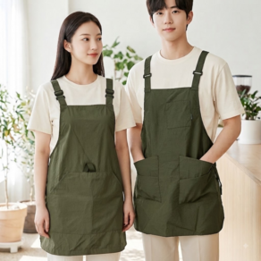 이니벨로 카페 방수 앞뒤 양면앞치마 남여공용