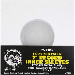 25개 슈퍼 헤비웨이트 플라스틱 폴리라인드 종이 내부 슬리브 7인치 45rpm 레코드용 아카이벌 품질 산성 없음 정전기 방지 프리미엄 보호 07IA