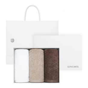 송월 메르디앙 30수 150g 호텔수건 3장 선물세트(고급박스) + 쇼핑백