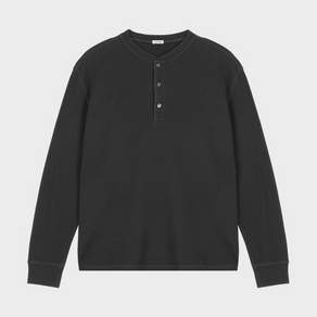 테일던 Waffle Henley Long-Sleeve T-shirt Dark Grey