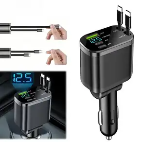 50W 5IN 접이식 차량용 충전기 고속 충전 케이블 USB 시거잭 어댑터 액세서리