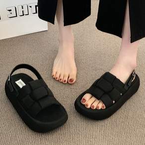 ZAJA 여성 샌들 통굽 키높이 스트랩 쿠션 여름 슬리퍼형 5cm