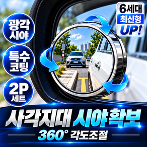 아펙스온 차량용 자국없는 사이드미러 사각지대 보조거울 360도 각도조절 방수 미러