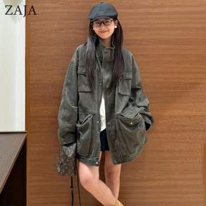 ZAJA 여성 가을 자켓 유틸리티 루즈핏 캐주얼 아우터