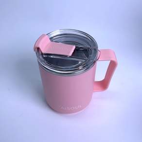 AISOUL 머그컵 사무실용 가벼운 머그 450mL 손잡이 있는 물컵 뚜껑 밀폐성 좋고 보온 효과가 있는 머그 텀블러