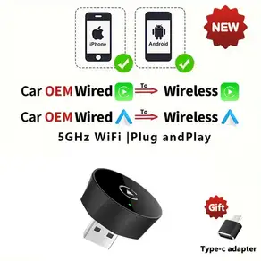 EKIY 2in1 무선 CarPlay 동글 무선 안드로이드 자동 어댑터 AI 스마트 박스 자동차 유선 CarPlay가있는 자