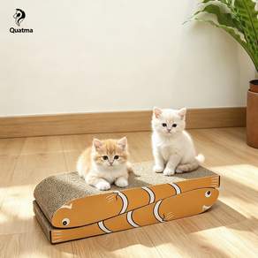 Quatma 고양이 물고기모양 골판지 양면 스크래쳐 2종 세트