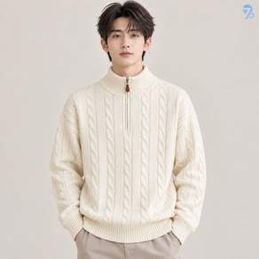 708090 남성 집업 터틀넥 스웨터 가을 패션 니트 상의
