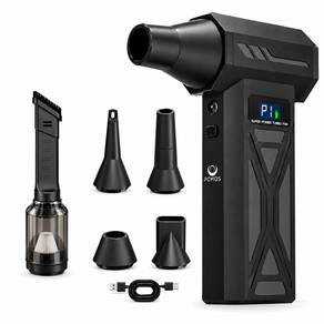 PCMOS P70 초강력 무선 터보 제트 에어건 4단 풍속 최대 130 000RPM LED 조명 배터리 잔량 표시 휴대용 포켓 블로워 차량 세차 키보드 캠핑 먼지 제거