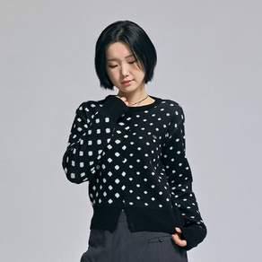 어썸스튜디오 도트 언발란스 니트 가디건 (2COL)