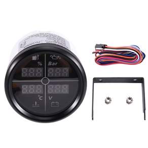 LED 52mm 디지털 게이지 자동차 보트 요트 멀티 4 in 1 0-190ohm 연료 레벨 게이지 + 오일 압력 + 수온 + 전압계
