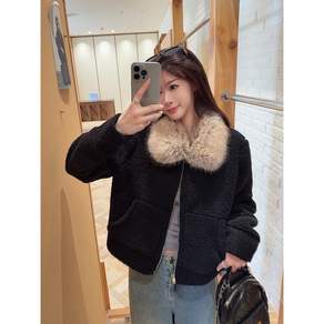 ZAJA 여성 양털자켓 퍼카라 숏집업 누빔안감 겨울 아우터