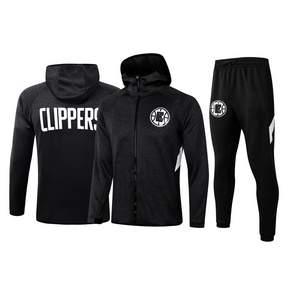 NBA 남성 농구 세트 운동 재킷 + 운동 바지 Los Angeles Clippers 팀 트레이닝복 스포츠 캐주얼 재킷 루즈핏 데일리 후드집업 상의 패션 유니폼 농구복
