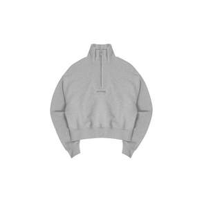 BORN TO WIN RIB MIX CROP HALF ZIPUP MELANGE GREY