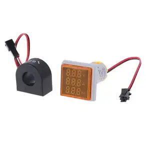 AC 전류계 전압계 Hz 전류 주파수 미터 사각형 신호등 22mm 디지털 전압 Amp Hz LED 램프 표시기 CT 포함