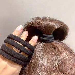라스고 블랙 대용량 머리끈 50mm 무매듭 기본 머리끈 100개입