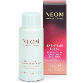 NEOM 리얼 럭셔리 마그네슘 배스 밀크 50ml 선물 I 00 천연 향 라벤더 자스민 샌달우드 등 근육과 지친 팔다리를 진정시켜주는 스타킹 스터퍼