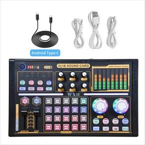 사운드카드방송장비 DJ18 사운드 카드 스튜디오 레코드 믹서 노래 소음 감소 마이크 BM800 라이브 방송 믹톡 뮤직