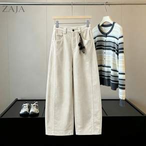 ZAJA 여성 가을 코듀로이 와이드팬츠 하이웨스트 골덴 바지 데일리룩