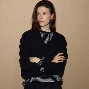 르바 [3차] All-day Cotton V-neck Knit - Black