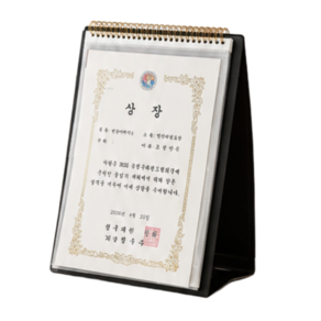 세로형 A4 스탠드포트폴리오 12P 상장보관 증명서보관, 1개, 블랙