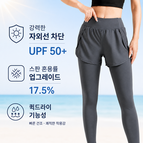 엘라웨어 여성 투인원 워터레깅스 래쉬가드 하의 러닝바지 빅사이즈 운동복