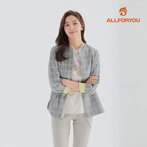 올포유 시크릿 올포유 모델착장 여성 린넨 혼방 체크 집업 자켓 ALKKL3111-203_G