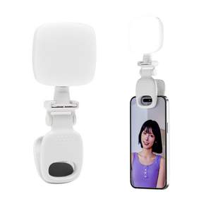 AURRA 휴대폰 조명 클립형 조명 클립형 셀카 방송 촬영조명 충전식 LED 링라이트, 1개, 흰색