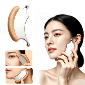 스테인리스 볼 괄사 나무 손잡이 얼굴 관리 전신 마사지 도구