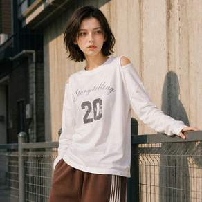 [틴톡] 여자 가을신상 소프트 피치 어깨 트임 라운드티(26QT456)