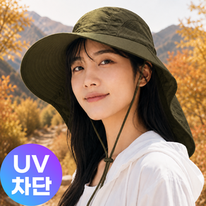 NABOMI 자외선차단 챙넓은 모자 햇빛가리개 에어메쉬 플랩캡