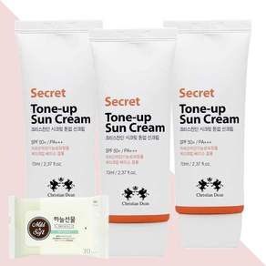 크리스찬 딘 시크릿 톤업 선크림 70ml 3개(+휴대용 물티슈 1개)
