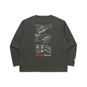 맨투맨티 RQJ K6323LRL81BLK 레이싱 엔지니어링 그래픽 긴팔 티셔츠 CHARCOAL